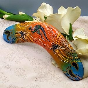 Vintage Dreamtime Australia Wood Boomerang